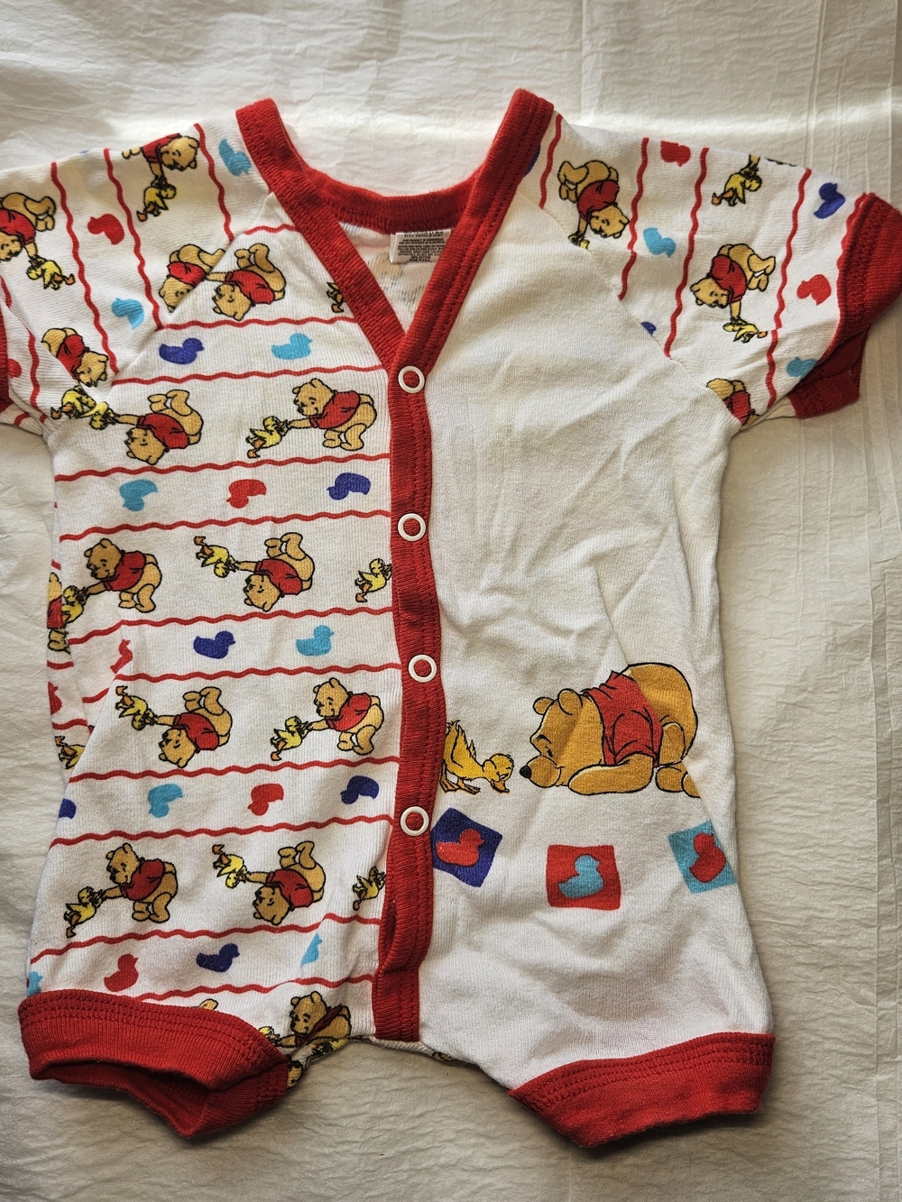 Winnie the Pooh Red-Trim Infant Romper Fruit Of The Loom